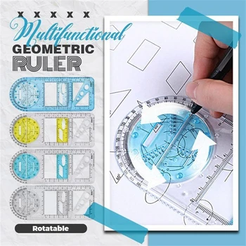 Многофункционална Геометрична Линия Шаблон Геометрична Фигура Измервателен Инструмент За Ученици Офис Архитектура Измервателна Правило