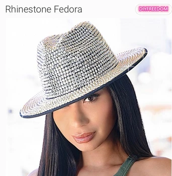 фетровая шапка с Кристали, дамски шапка ръчна изработка, блестящата панама с диаманти, лятна градинска пътна шапка от слънцето, дамска шапка рибар