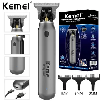 kemei тример за коса KM-1757 безжичната акумулаторна машина за подстригване на коса двигателят е с мазителна машина за подстригване на коса 0 мм, машина за подстригване на брада машинка за подстригване на коса