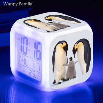 Пингвините Alarm Clock 7 Цвята Светещи Цифри Настолни Часовници Детски Подаръци За Рожден Ден Пингвините Многофункционални Светещи Електронни Часовници