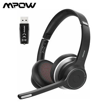 Слушалки Mpow HC5 с Bluetooth USB-адаптер, Безжични Слушалки Bluetooth 5,0 с Микрофон с Шумопотискане за бизнес-КОМПЮТЪР Skype