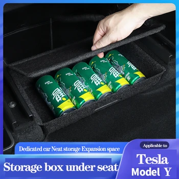 Отнася Се За Tesla Model Y Кутия За Съхранение Под Седалката На Кофа За Боклук Органайзер За Tesla Кутия За Съхранение На Sox И Аксесоари За Двойката