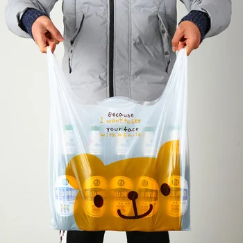 Удебелена Скучна Дръжка Пластмасова Торбичка Множество Опаковъчна Чанта Супермаркет Пакет Плодови Храна Прозрачни Пазарски Чанти Чанта, Жилетка