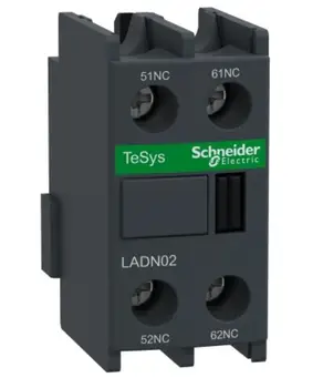 Спомагателен контактен блок на асансьора LADN02 LADN02C, TeSys Deca, 2NC, преден монтаж, клеми с винтови скоби