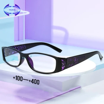 VCKA Модни Очила за четене, За Жени и За Мъже Удобни Анти-синя светлина Очила Протектор Пружинен шарнир Четец на Диоптър + 1,0 + до + 4,0