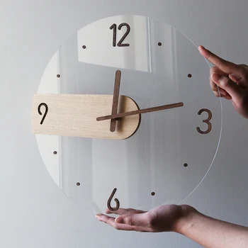 Кварцов часовник творчески скандинавските часовници прости дървени акрилни и стъклени часовници стенни часовници хол домашни декоративни стенни часовници часовници