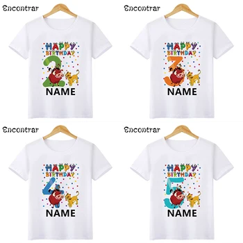 Тениска с изображение на привлекателен Цар Лъв и Симба с анимационни герои за рожден Ден за момчета 1, 2, 3, 4, 5, 6, 7, 8, 9 години, тениска, Потник за малки момичета, Детски празнични дрехи, HKP2469