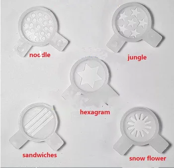 Части за Приготвяне на сладолед 5 в 1 Комплект пластмасови дюзи снежна цвете на джунглата, юфка, хексаграм sndwiches