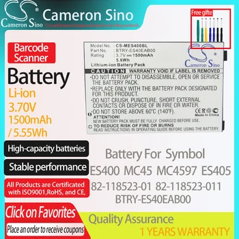 Батерия CameronSino за Symbol ES400 MC45 MC4597 ES405 подходящ за Symbol 82-118523-01 BTRY-ES40EAB00 Батерия за баркод скенер 1500 ма
