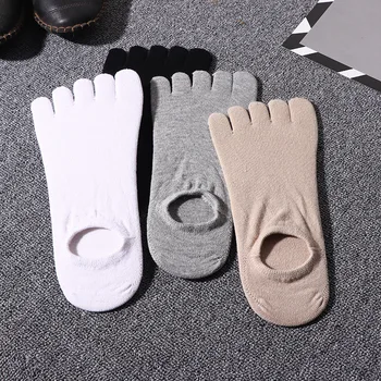 5 Чифта Къси Памучни Чорапи, Мъжки Чорапи с Пет Пръста, Обикновена Черни Бели Чорапи До Глезена, Дишащи Ежедневни Чорапи-Невидимки с Чорапи