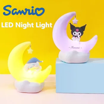 Аниме Kuromi Cinnamonroll Moon Led Лампа Kawaii 3D Cartoony Украшение Красотата на нощна светлина, За да Спални Нощна Лампа Украса