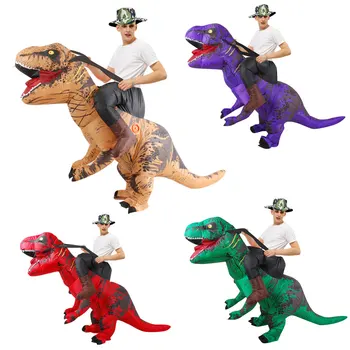 Необичаен Надуваем Костюм Динозавър за Възрастни Мъже И Жени, Костюми на Динозаврите, Костюм за Cosplay на Хелоуин, Рокля, Костюм T-rex
