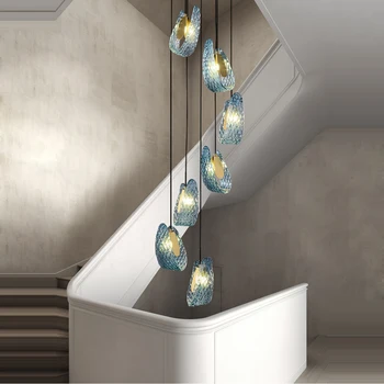 LED Фънки Blue Crystal Queen Стъклена Окачена Лампа Lampen Таванна Полилей Осветление на Висящи Лампи Блясък За Стълби