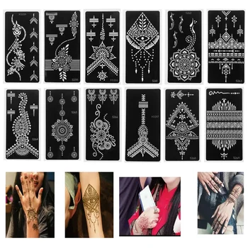 Професионален Шаблон С Къна Временна Ръчно Татуировка На Боди Арт Стикер Шаблон Сватбена Живопис Инструменти Индия Цвете Шаблони Татуировки