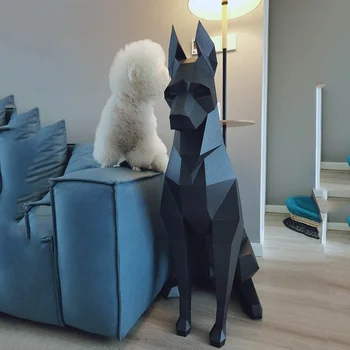 100 см Висока Куче Доберман 3D Книжен Модел на Животното Скулптура Papercraft САМ Геометричния Модел на Оригами Спалня Декорация на Всекидневна