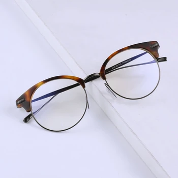 Корейски Марка Очила Рамки За Жени Ретро Кръг Чист Титан Ацетат Късогледство Очила За Мъже Оптичен Рецепта За Очила 2023 Нова