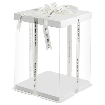 30 см, Прозрачна Роза Плюшено Мече Опаковъчна Кутия PVC Прозрачни Кутии Подарък за Торта за Годишнината от Сватбата, Рожден Ден, Детски Аксесоари за Душ
