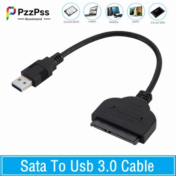 PzzPss USB SATA 3 Кабел Sata към USB 3.0 Адаптер до 6 Gb/с Подкрепа за 2,5-инчов външен SSD HDD твърд диск 22 Pin Sata III 2,0