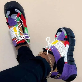 2022 Смесен Цвят Вулканизированная Дамски Обувки На платформа С Шнур Дишаща Удобни Обувки Дамски Маратонки Голям Размер 43 Zapatillas Mujer
